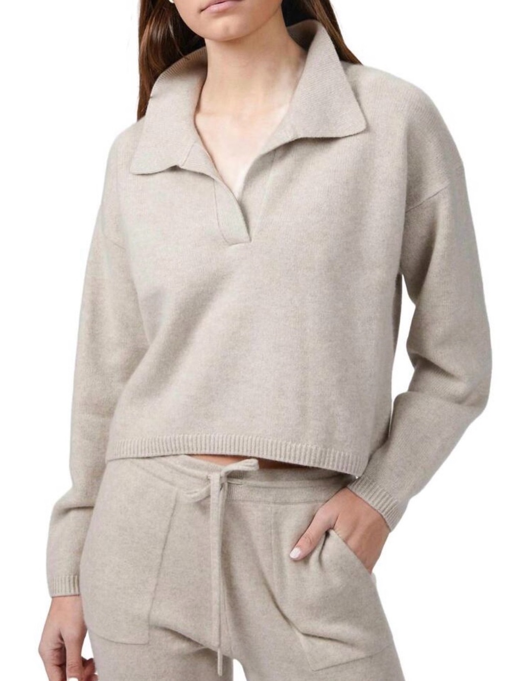 Naadam Women’s Collared Cashmere Long Sleeve Sweater Top size XS